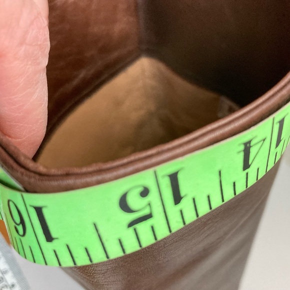 Italian leather boots mid calf slouchy brown soft leather block heel almond toe - Picture 11 of 14